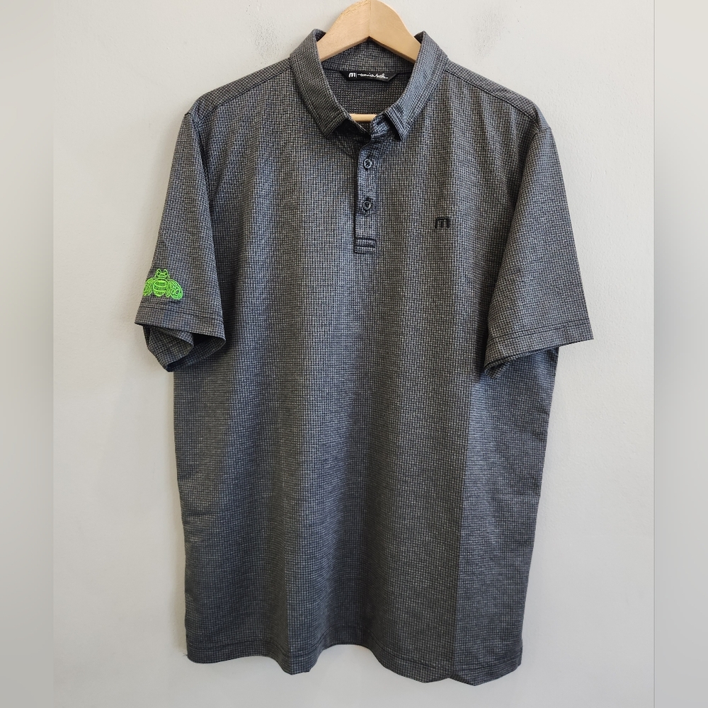 Travis Mathew Short Sleeve Golf Polo Shirt Black Gray Patron Tequila Men's Large